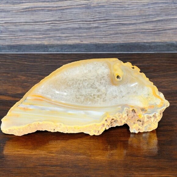 Vintage Carved Brazil Agate Stone Dish Ashtray Decor Wakefield Industries Vtg - Picture 1 of 16